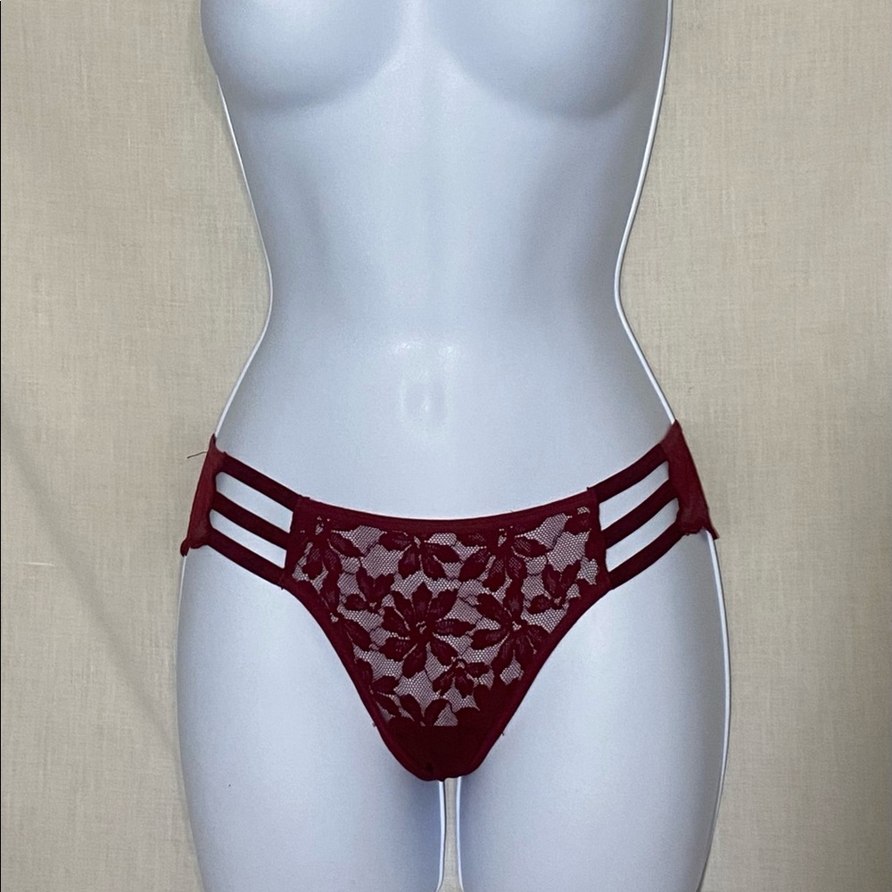 Victoria’s Secret PINK Maroon/Burgundy Floral Print Cheekster Panties